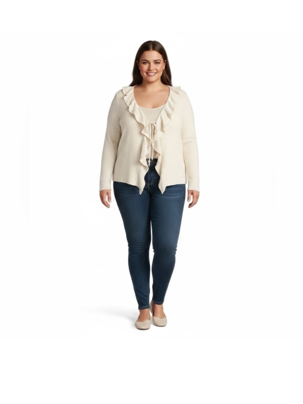 Terra & Sky  Cream Ruffle Cardigan